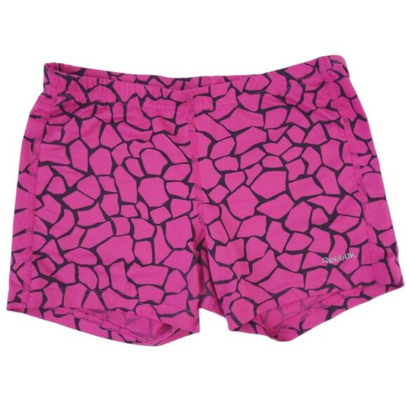 Reebok Athletic Compression Shorts Small Pink Black Abstract Print Running Gym - Picture 1 of 5